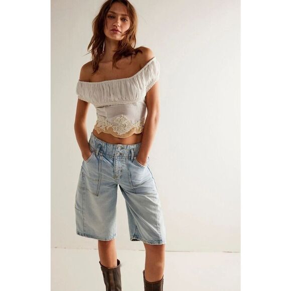 Free People We The Free Extreme Measures Barrel Short Break The Rules Jean 28 - Picture 1 of 7